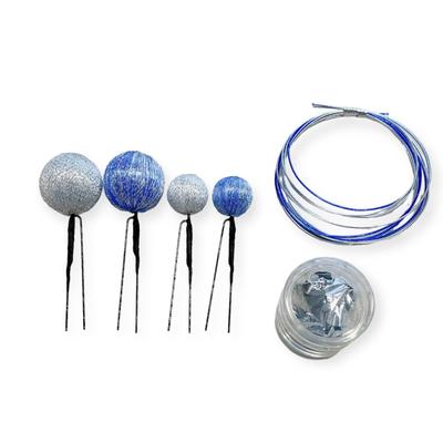 Japanese Style Hair Blue Silver Ball Silver Silver Graduation Headdress Ornament, Kanzashi, Foil, Mizuhiki, Coming-of-age Ceremony, Ceremony, Wedding,