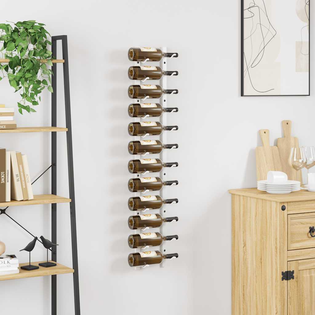 Wall Mounted Wine Rack for 12 Bottles White Iron