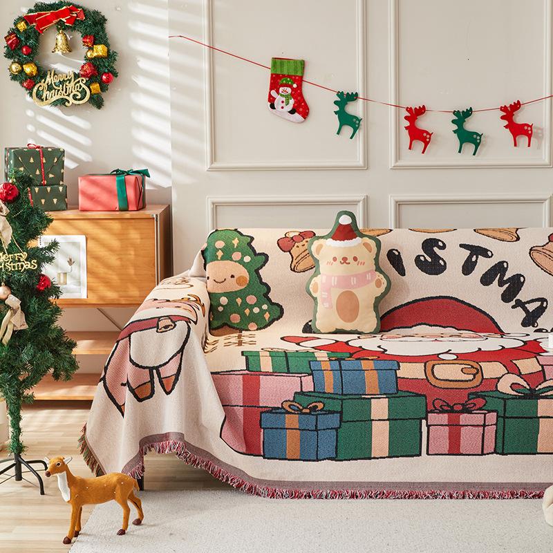 Christmas Blanket Simple Couch Bed Sofa Cover Large Cotton Tassel Knitted Blanket Solid Color Nordic Decorative Bedroom Handmade