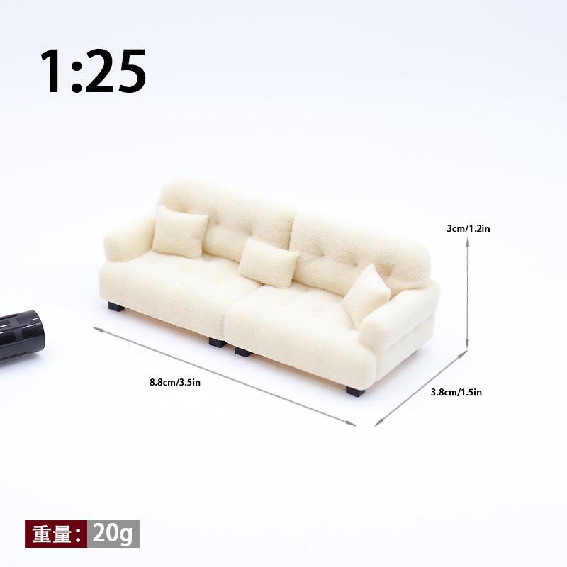 1:25/30 Sofa PLA Mini Doll Cream Style Realistic Washable Dollhouse Handmade DIY Scene Building Miniature Decor Mini Furniture