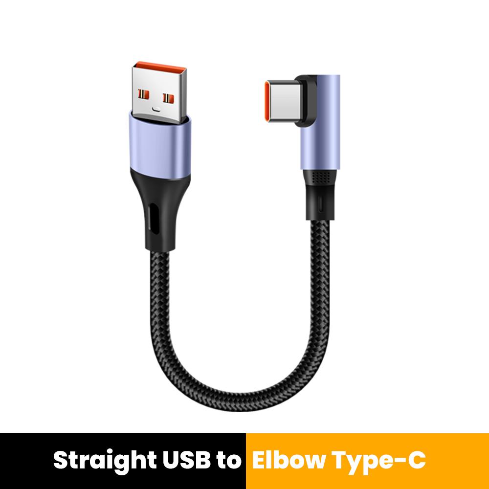 15CM 30CM Dual Elbow Type C to Type C Cable 90 Degree Short Power Bank Fast Charging USB C Data Cord  For iPhone 15 16 Samsung
