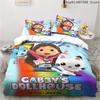 Gabby's Dollhouse Bedding Set Kawaii Bed Linen Set Single Double Size Home Decor For Girls Kids Cartoon Cute Cat Duvet Cover Set