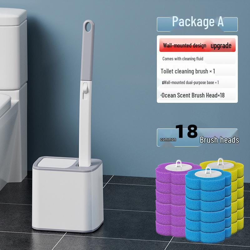 Wall-Mounted Disposable Toilet Brush Set for Bathroom Cleaning