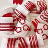Red New Year's Red Hair Clip Chinese Style Matte Snap Hair Clips Red Rhinestone Hairpin  Girl