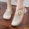 Yuzhihao Women's Casual Slip-On Sandals - New Summer Hollow Design, Closed-Toe, Low Heel