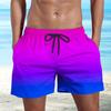 Männer Sommer Quick-Dry Strand Shorts Elastische Kordelzug Taille Fitness Shorts Farbverlauf Breite Bein Shorts mit Taschen Streetwear