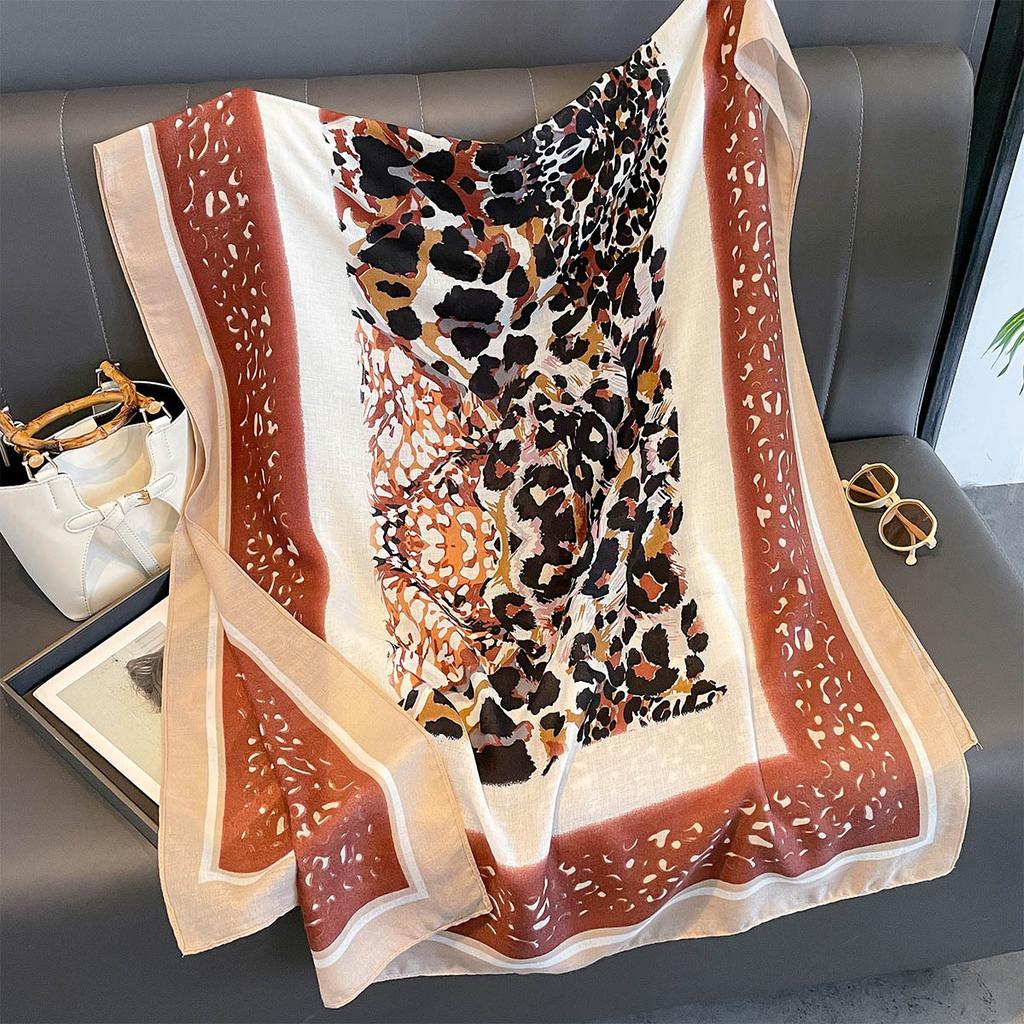 Women Cotton Linen Rose Print Scarf Shawl Hijab Muslim Long Headscarf Scarves Head Wraps Long Female Head Scarf