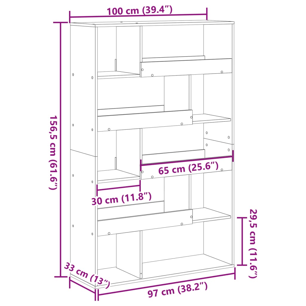 Room Divider Concrete Grey 100 x 33 x 156.5 cm Wood Based Material