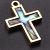 New Mixed Natural Shells Stainless Steel Cross Pendants For Jewelry Making Supplies Summer Charms In Bulk DIY Earrings Bracelets