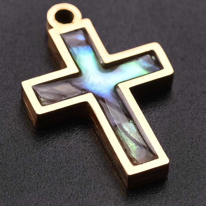 New Mixed Natural Shells Stainless Steel Cross Pendants For Jewelry Making Supplies Summer Charms In Bulk DIY Earrings Bracelets