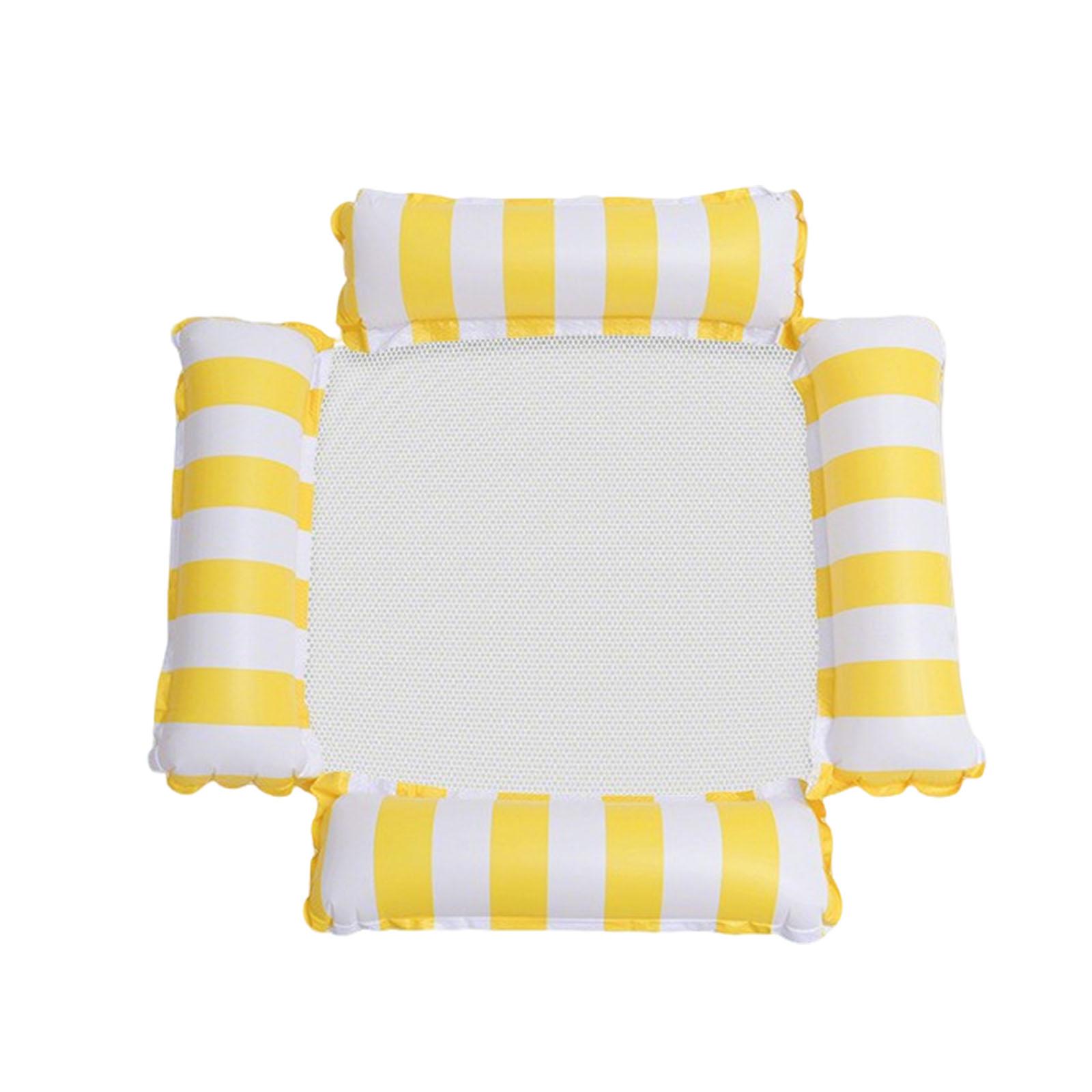 

Inflatable Pool Float Breathable Mesh Center Foldable Inflatable Lounge Chair with Striped Air Pillows for Swimming Pool Relaxation One Size