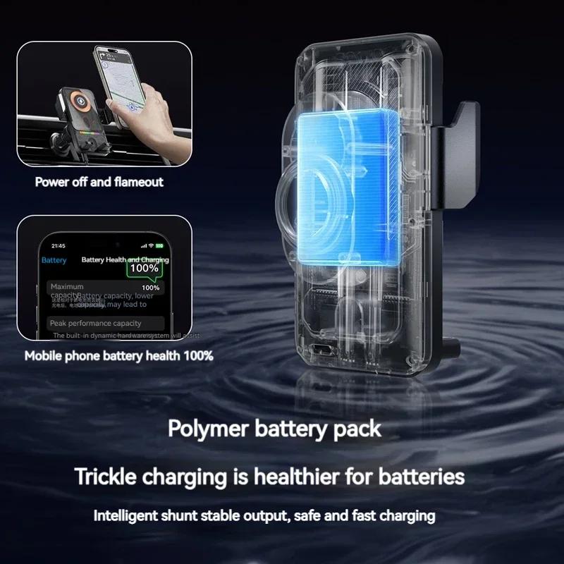 Car Wireless Charger Auto-Clamping RGB Light Phone Holder Stand Touching 360 Rotation Fast Charging Bracket For iPhone Samsung