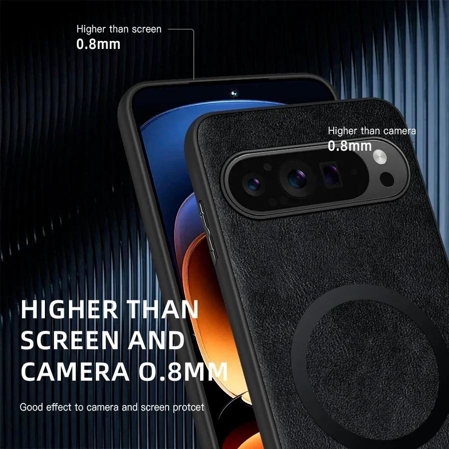 Klassisches Leder Kabelloses Laden Für Magsafe Magnetische Hülle Für Google Pixel 9 Pro XL 9 8 7 Pro 9A 8A 7A Weiche Rückseite