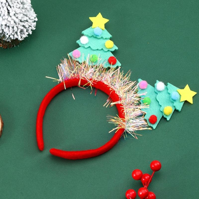 Saisonaler Spaß mit grünem Stoff Weihnachtsbaum Stirnband Einfach zu tragendes Stirnband Ornament für Kinder und Erwachsene Partykostüme
