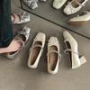 Französische Schleife dicker Absatz High Heels Damen Sommer 2025 neue Strass eckige Zehen Einzelne Schuhe flacher Ausschnitt Mary Jane Schuhe