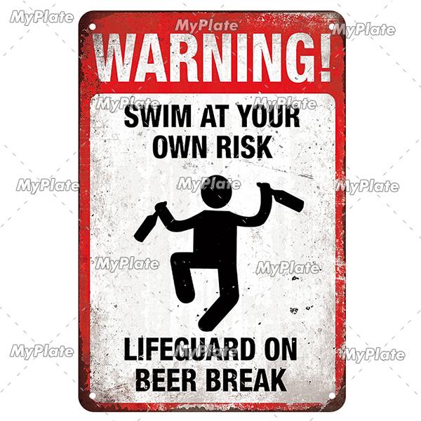 MyPlate Vintage Warning Shark Sea Beach Poster Metal Sign Plate Tin Sign Wall Crafts Decor For Home Plaque Decoration Gift