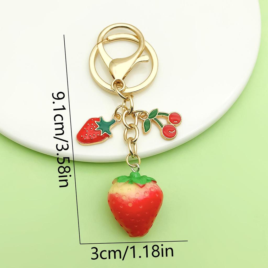 3D Strawberry Keychain: Fashionable Resin Fruit Bag & Car Ornament for Women