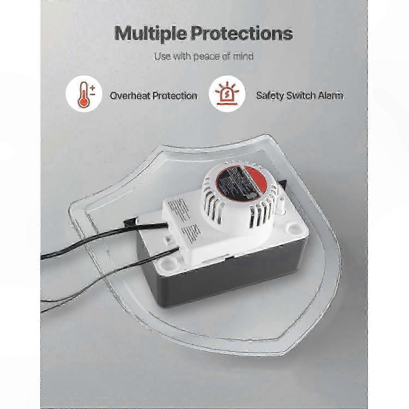 Automatic Condensate Pump, 1/50 HP, 65 GPH, 15ft Lift, 0.5 Gal Tank, Float Switch for AC Condensation Removal