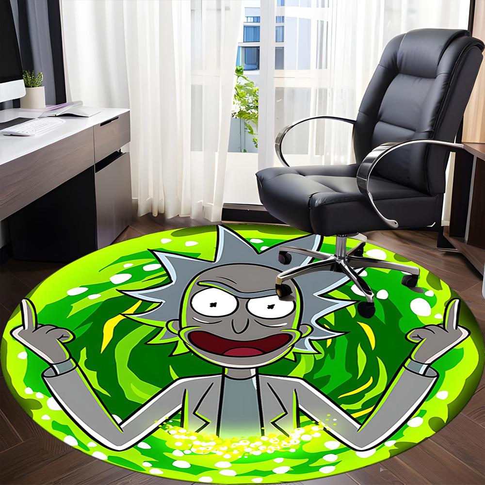 1pcRick and Morty Office Round Area Rug, Indoor Mat Suitable For Office, Bedroom Living Room Home Decor, Room Deco, Offic a0928124