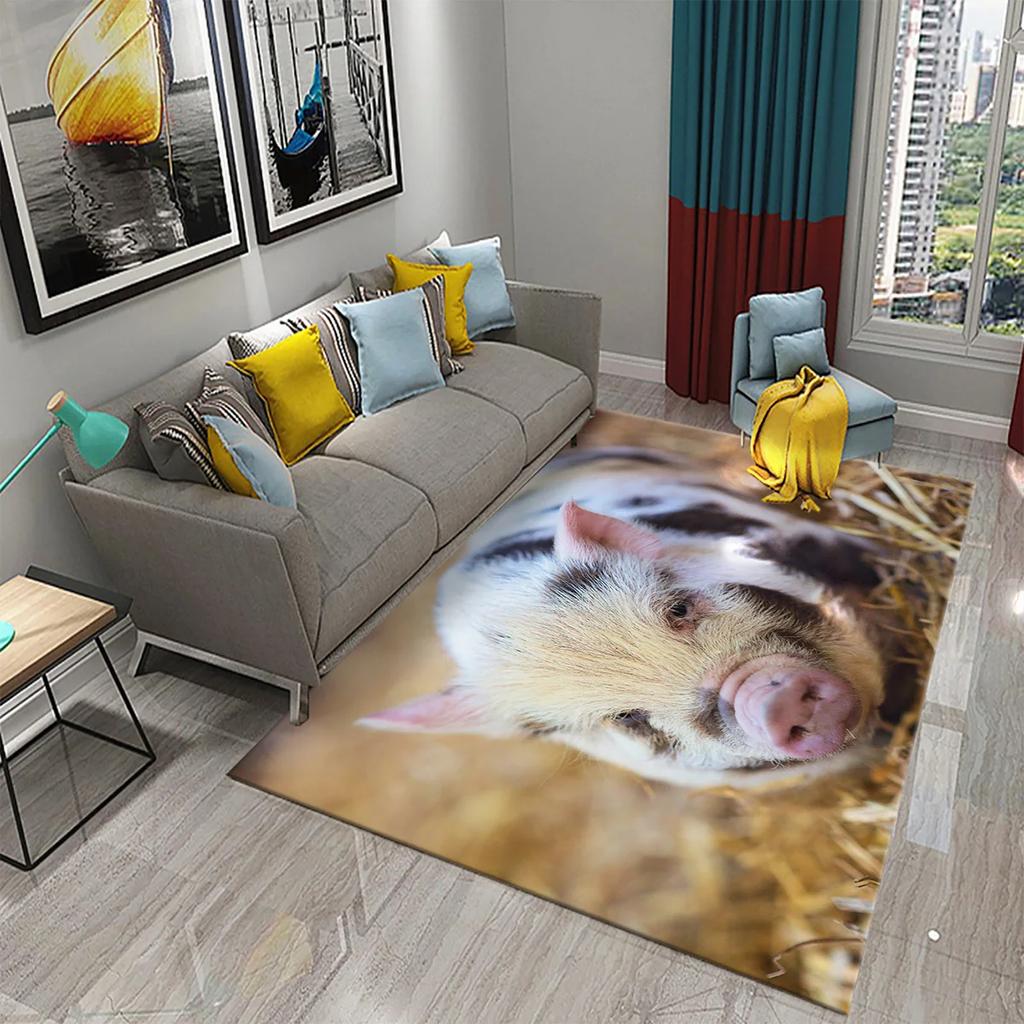 Cute Cartoon Pig Carpet Lovely Animal Floor Mat for Bathroom Decor Carpet Non-Slip for Living Room Kitchen Bedroom Doormat Mats