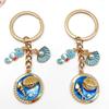 Blue Seahorse Pearl Conch Keychain Pendant
