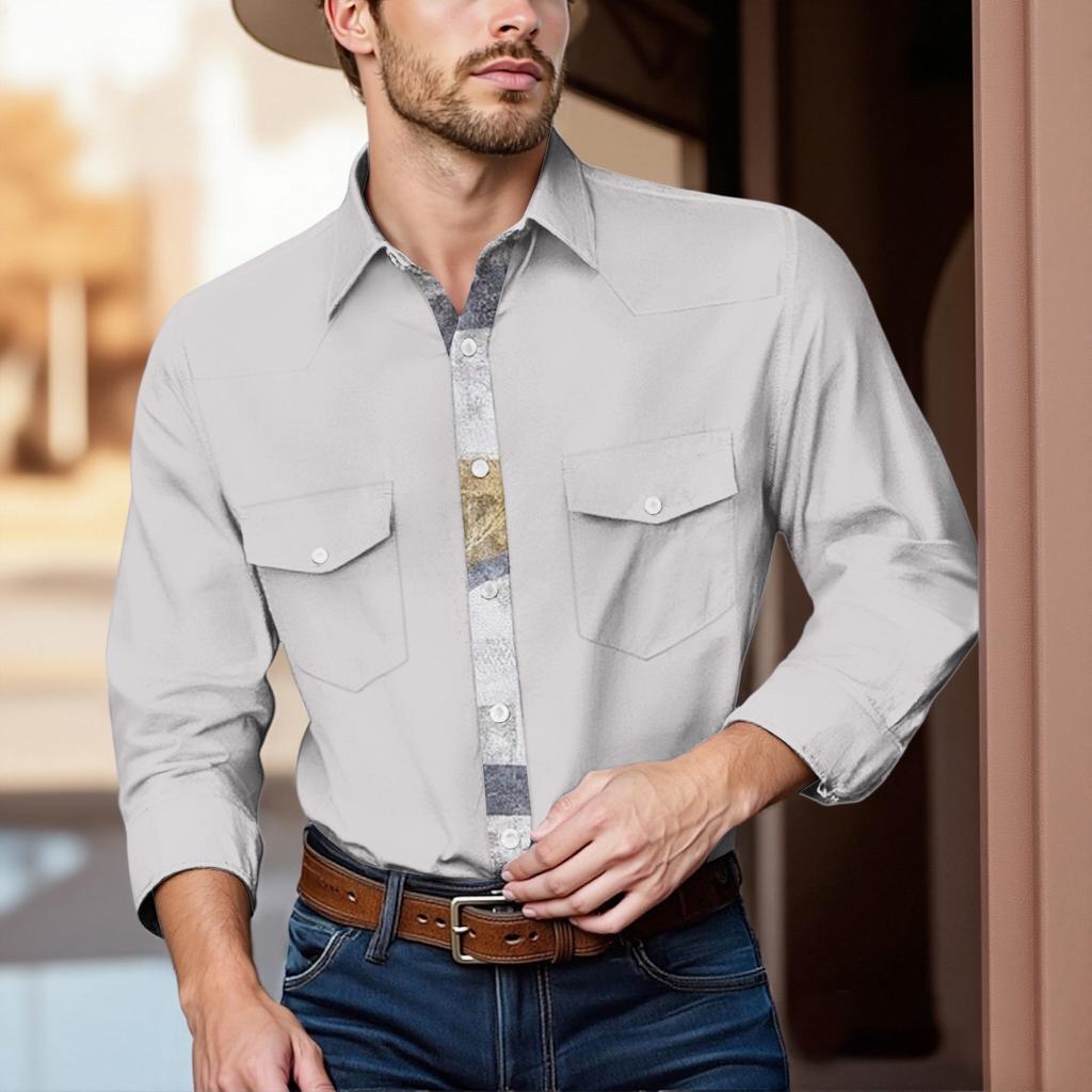 Pánské módní s klopou a krátkým rukávem ležérní top délky po ramena