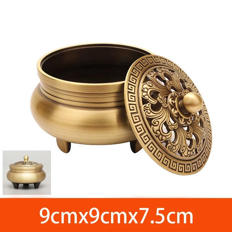 Klasický starožitný kadidelnice s plochým dnem Čistá měď pro domácnost Dekorativní interiérové ​​dekorace Zen santalové dřevo řezbářské kadidlo
