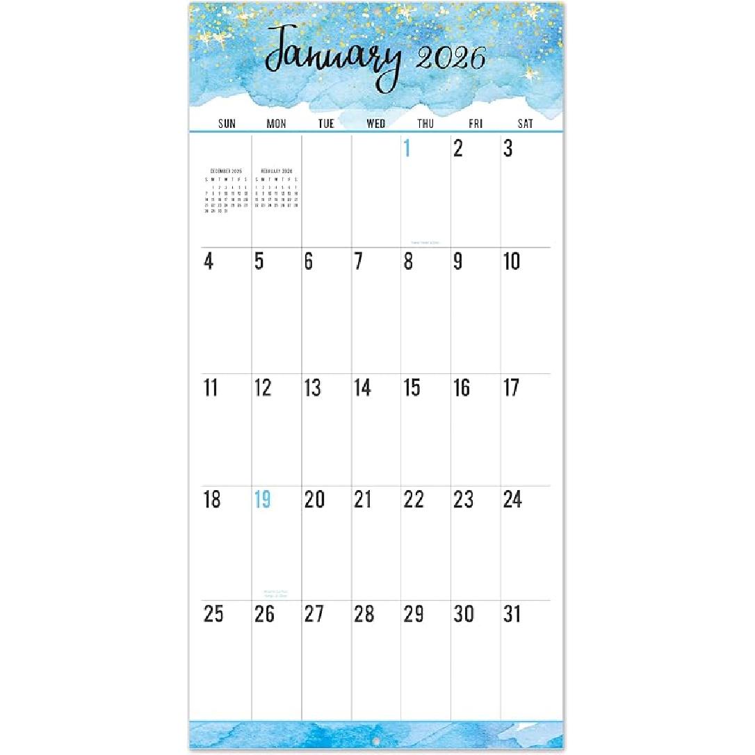 2026 Wall Calendar - 12-Month Monthly Wall Calendars, Jan. 2026 - Dec. 2026, Large Print Big Grid Wall Calendar 2026, 12  x 24  (Open), Thick Paper 2026 Wall Calendar