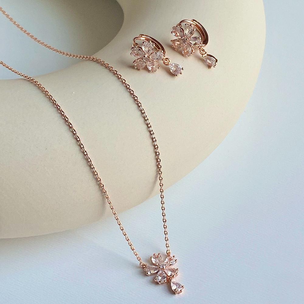 Monograph Kalia Earrings Mger032S 14K Gold Plated (Rose Gold + White Cubic Zirconia)