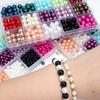 15 grids Mixed Round Imitation ABS Pearl Beads Box Acrylic Colorful Pearls DIY Beads Set  Jewelry Making Kits
