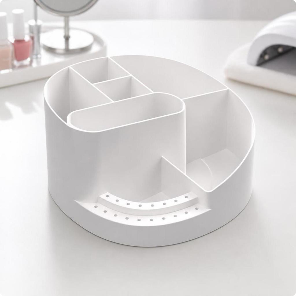 Manicure Organizer with 18 Holes Anti-Slip Divided Makeup Brush Holder Sturdy