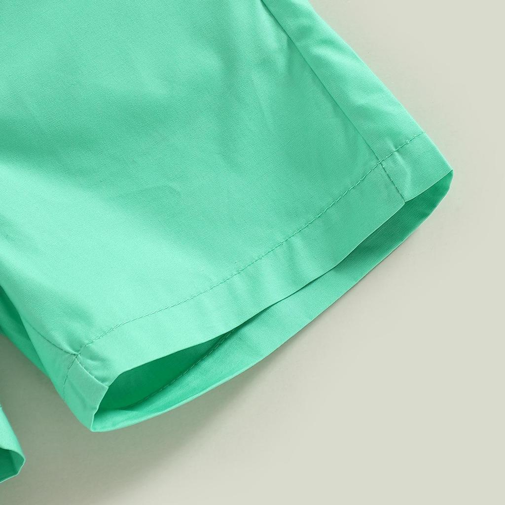 Kinder Jungen Sommer Kleidung Outfits Dinosaurier Druck Kurzarm Umlegekragen Hemden Tops Einfarbig Shorts 2 Stücke Anzug