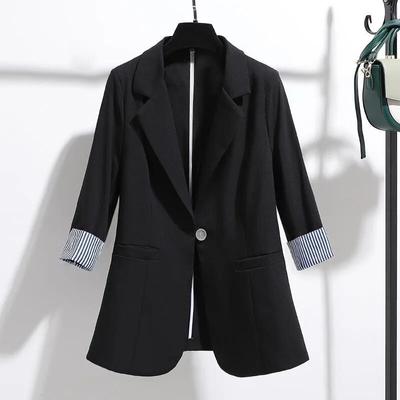 Women's Spring and Summer Solid Color Blazer Fashion Slim Suit Casual Seven-minute Sleeve Blouse Thin Section Office Ladies Blazer