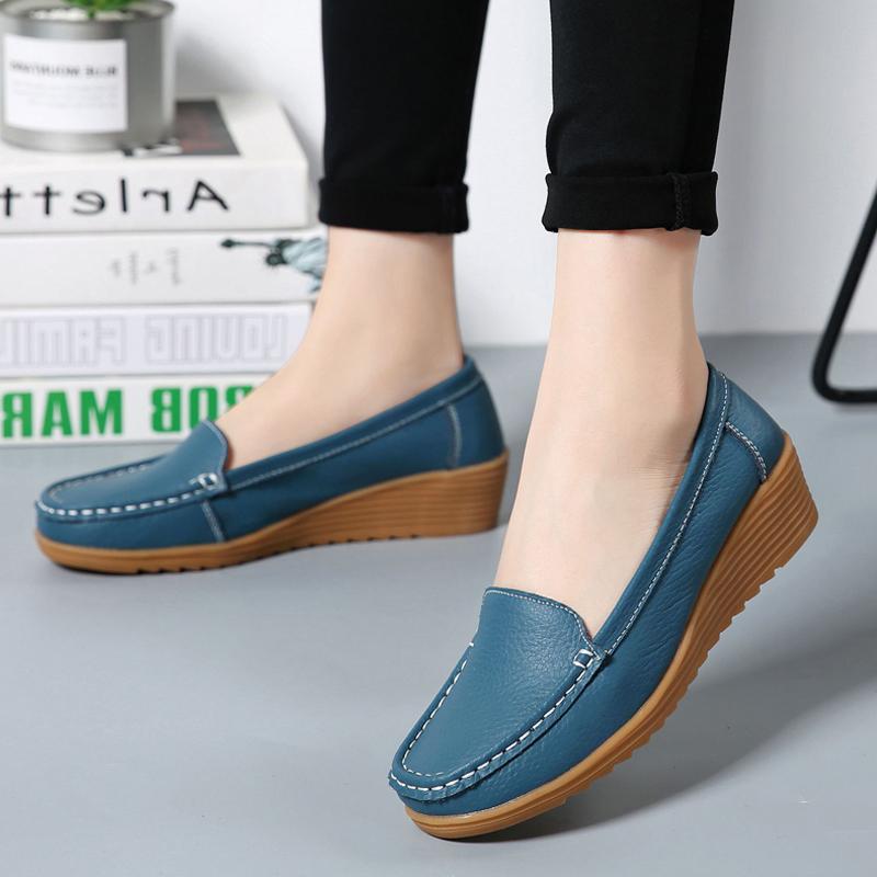 Soft-soled shoes Doudou shoes spring and autumn new mid-heel wedge heel platform hospital nurse shoes