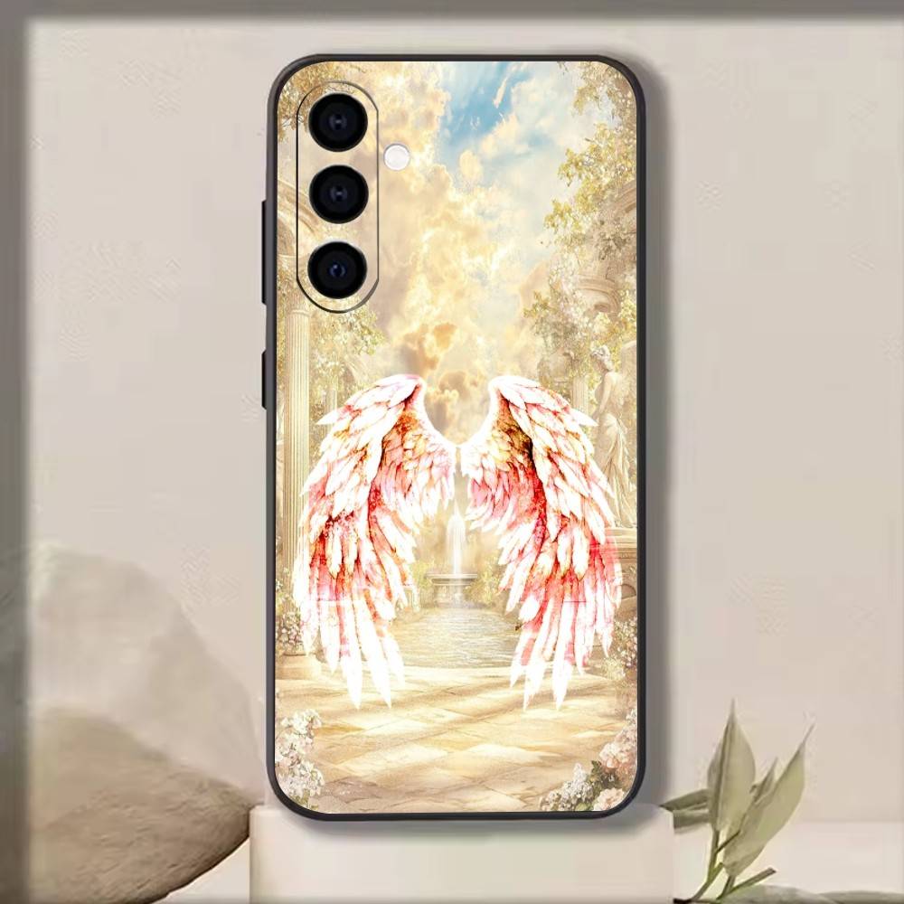 

Angel Wing Phone Case For Samsung Galaxy A73,A72,A71,A70,A53,A52,A51,Soft Silicone Black Cover Samsung a42 5g