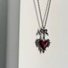 Collier pendent croix gothique punk sombre nœud d'amour chaîne de clavicule vintage cœur épineux collier Y2K bijoux pour hommes