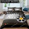 Movie Theater Duvet Cover Set Cinema Ticket Bedding Set Filmstrip Comforter Cover Bedroom Decor Bedspread Cover Full Size