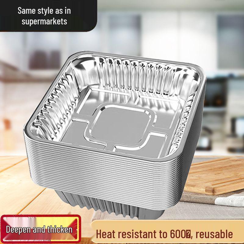 Square Air Fryer Disposable Tin Foil Pan - High-Temperature Resistant, Oil-Absorbing, Food-Grade Paper for Home and Oven Use.