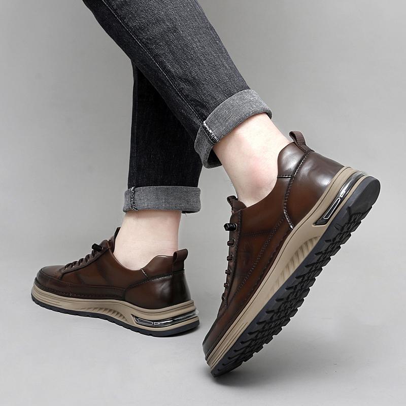 All-match Outdoor Hiking Trainers Cow Leather Men Shoes Non-Slip Oxford Sneakers for Man Casual Lace Up Leisure Walk Footwear