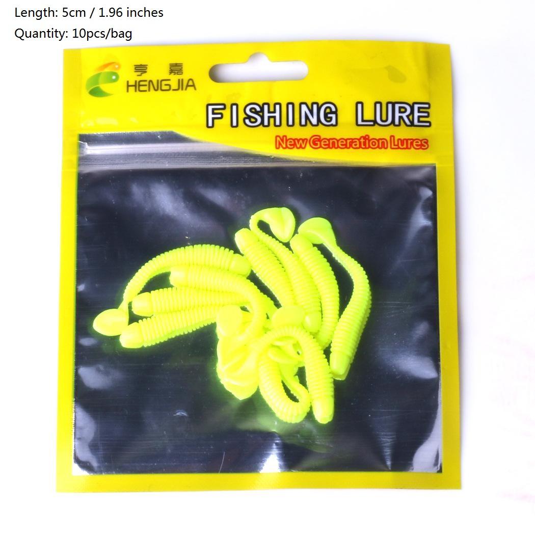 

10 шт. 1,95 дюйма, мини-мягкие личинки, приманка для червей, мягкая силиконовая приманка для червей, свимбейт, окунь, воблер темно-желтого