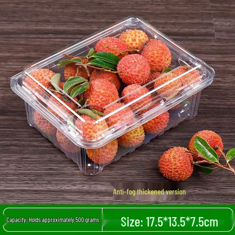Disposable Transparent Anti-Fog Fruit Containers with Lids (500g, 100-pack)