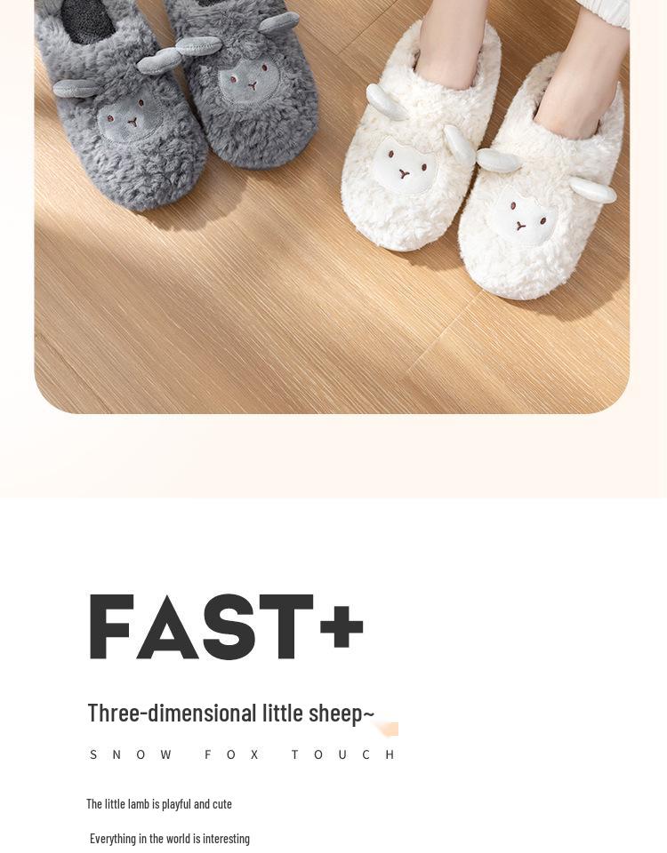 Damen Winter Baumwollpantoffeln - 2024 Niedliches Schafwoll-Plüsch, Weiche Sohle, Innen-/Außenbereich