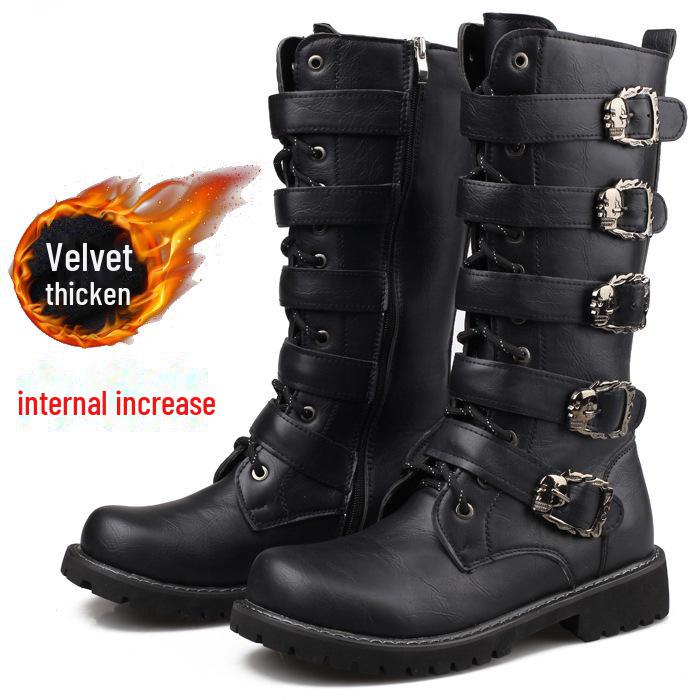 

Мужские большие высокие кожаные ботинки Martin Crazy Horse - корейская мода британский стиль 45