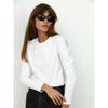 Casual Fashion Long Sleeve Women's 100% Cotton T-Shirt, Spring Versatile Basic Crew Neck Pullover Tee for American & European Commute Style