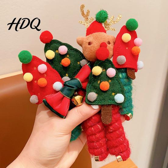 Festive Hair Accessories for Girls Cute Christmas Rope Girls Elk/Tree/Bell Elastic Headbands Holiday Gift Cartoon Children Party And Winter