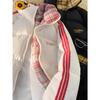 Men's Trendy American Style Striped Patchwork Cotton Puffer Jacket - Winter 2025 Warm and Thickened Outerwear