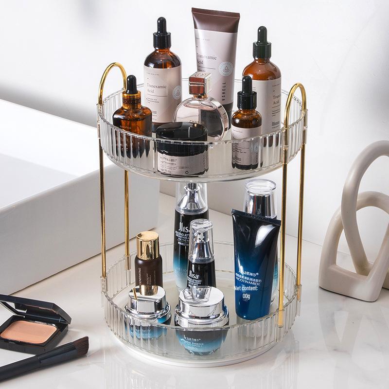 Luxury Rotating Cosmetic Organizer: Bathroom Shelf & Dressing Table Storage for Lipsticks & Skincare Products