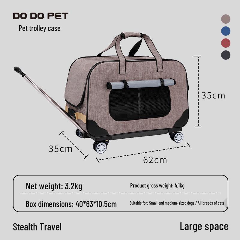 DODOPET Pet Rolling Carrier: Portable, Breathable, Windproof Travel Stroller for Cats & Dogs