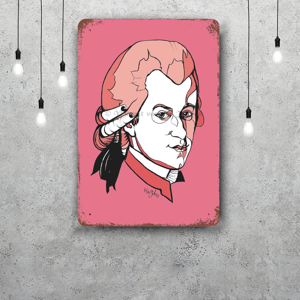 Wolfgang Amadeus Mozart Vintage Metal Tin Signs Posters Decor Retro Metal Plaque Wall Art Decor for Garage Bar
