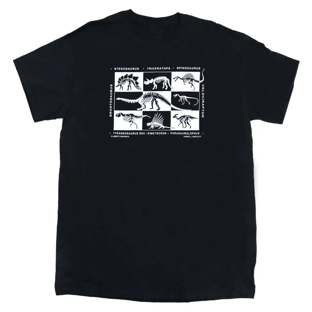 Dinosaur Skeletons Adult Black T-shirt 2XL